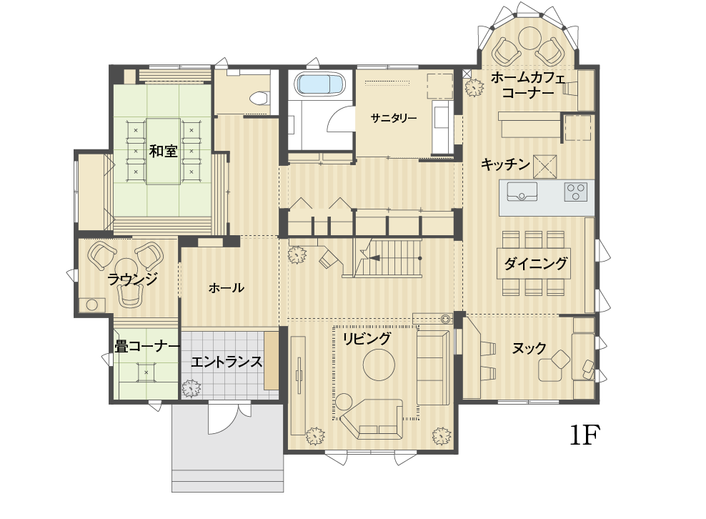 岐阜県庁前グランツーユーV展示場／間取り図1F