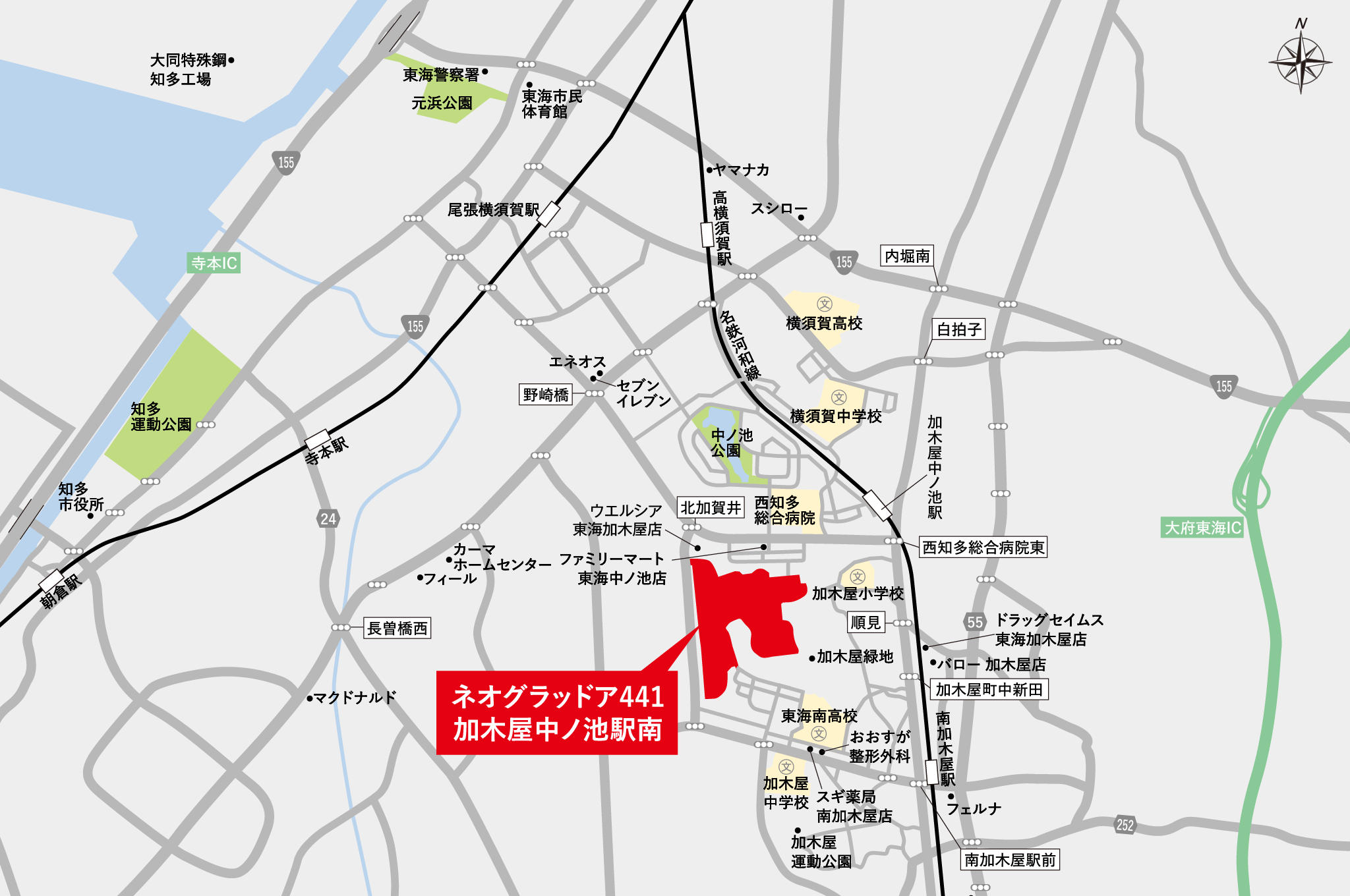 ネオグラッドア441加木屋中ノ池駅南　物件所在地 MAP