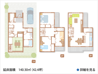 3階建て間取り図：眺めのいい3階にLDKのある3階建て