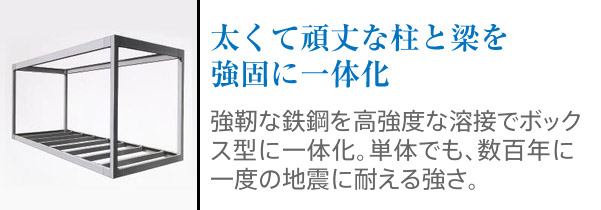 太くて頑丈な柱と梁を強固に一体化